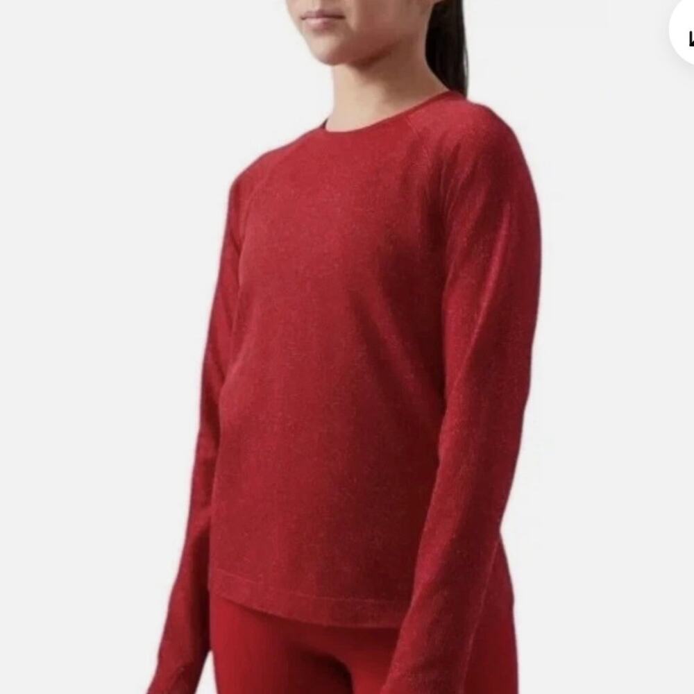Athleta Girl Power Up Shimmer Top Girls XL Candy Red